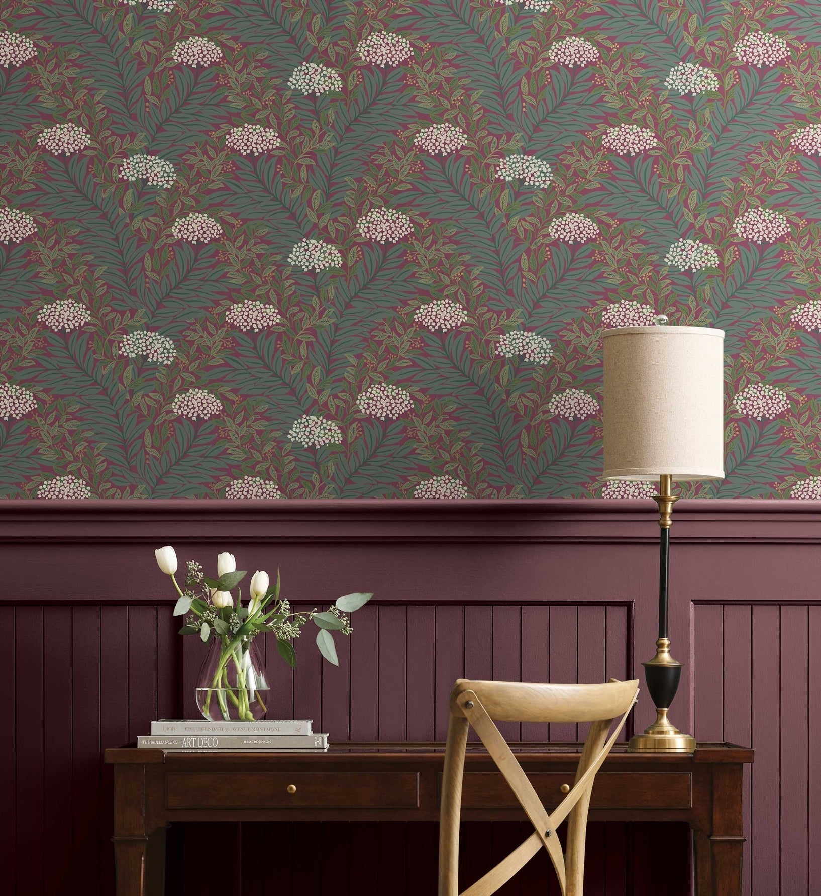 Highgrove Wallpaper - Burgundy