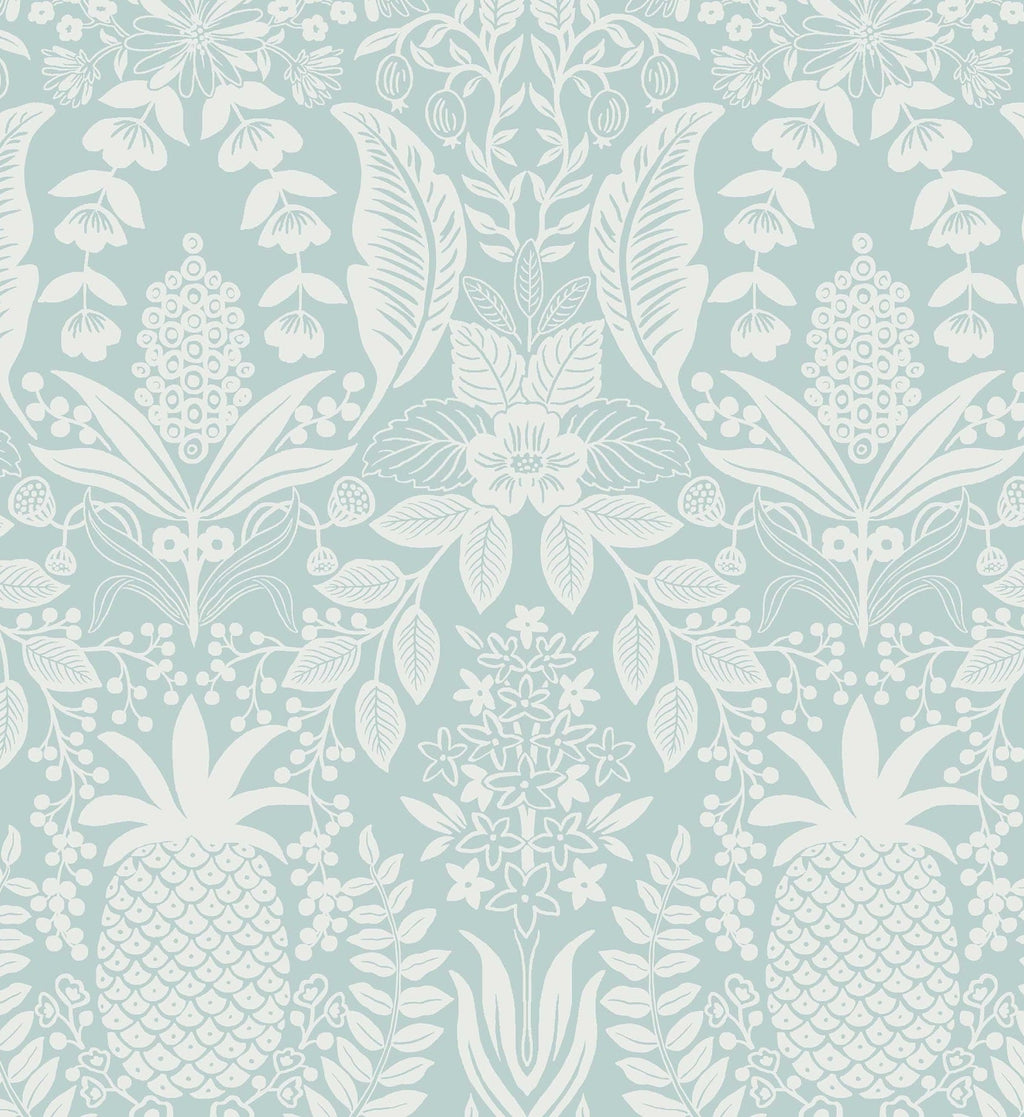 Pineapple Damask Wallpaper - Light Blue