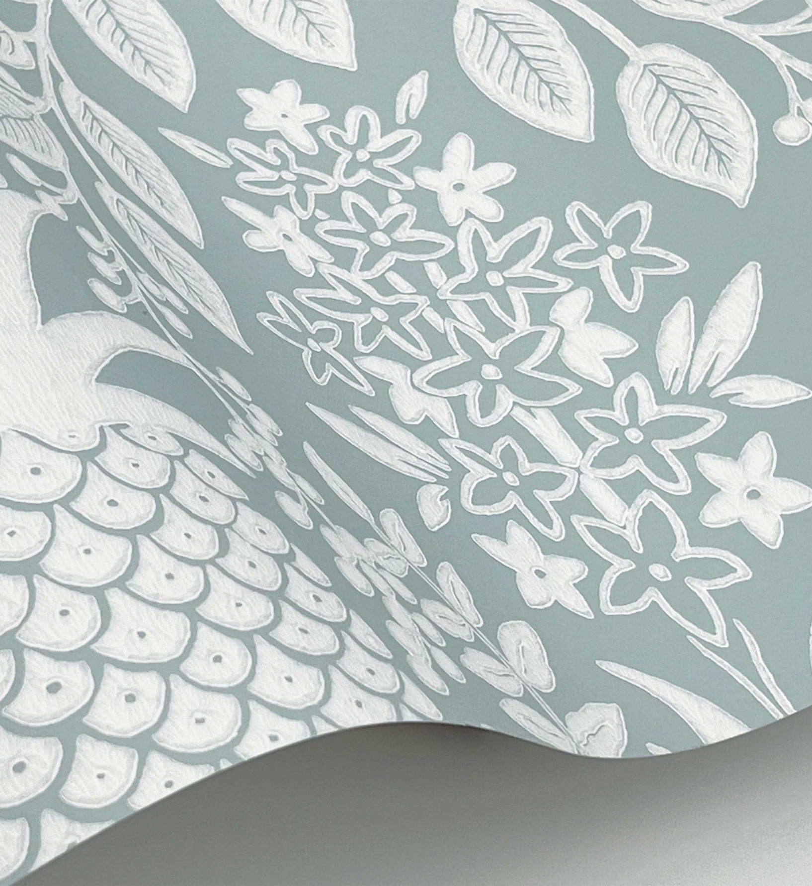 Pineapple Damask Wallpaper - Light Blue