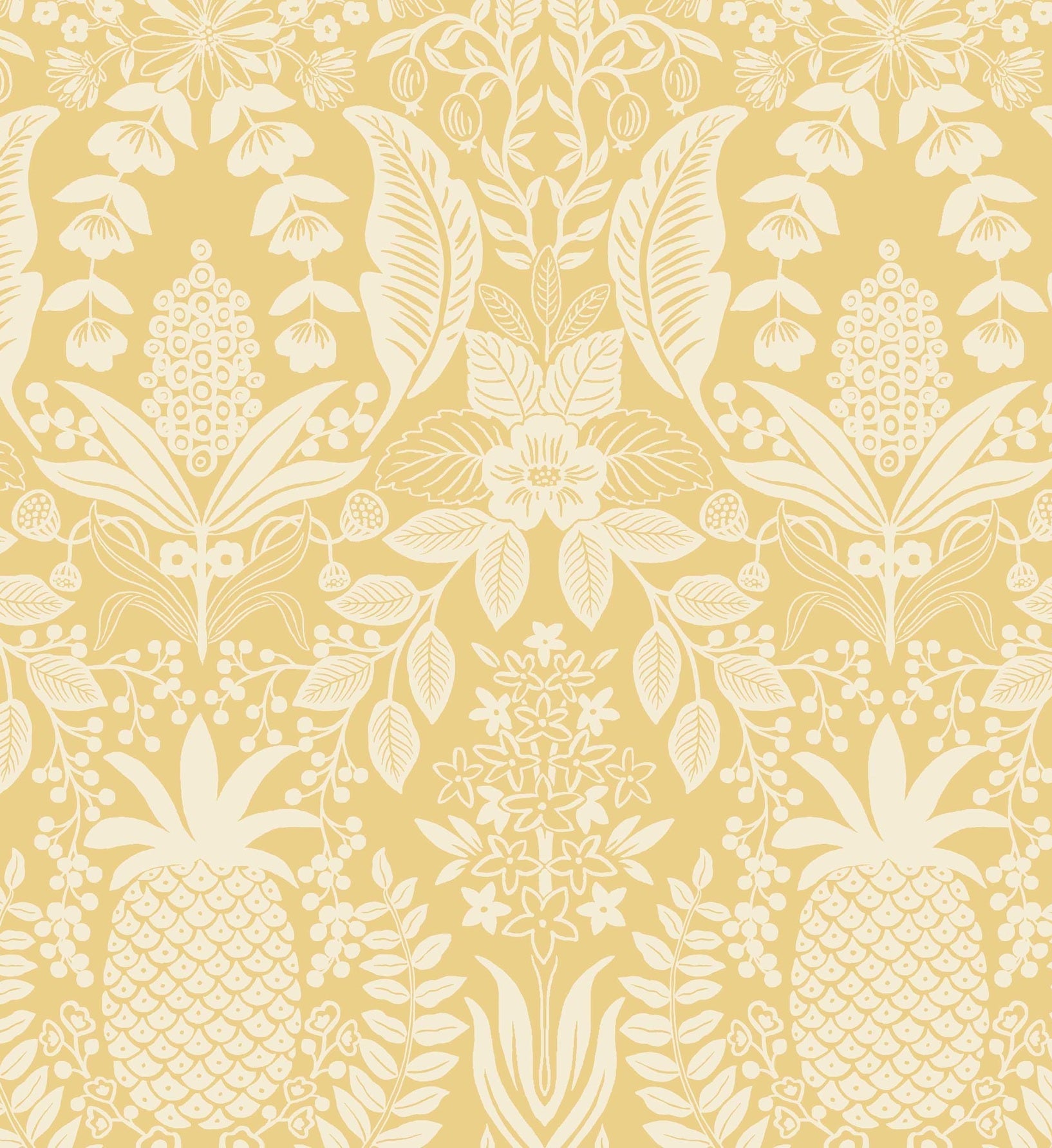 Pineapple Damask Wallpaper - Yellow