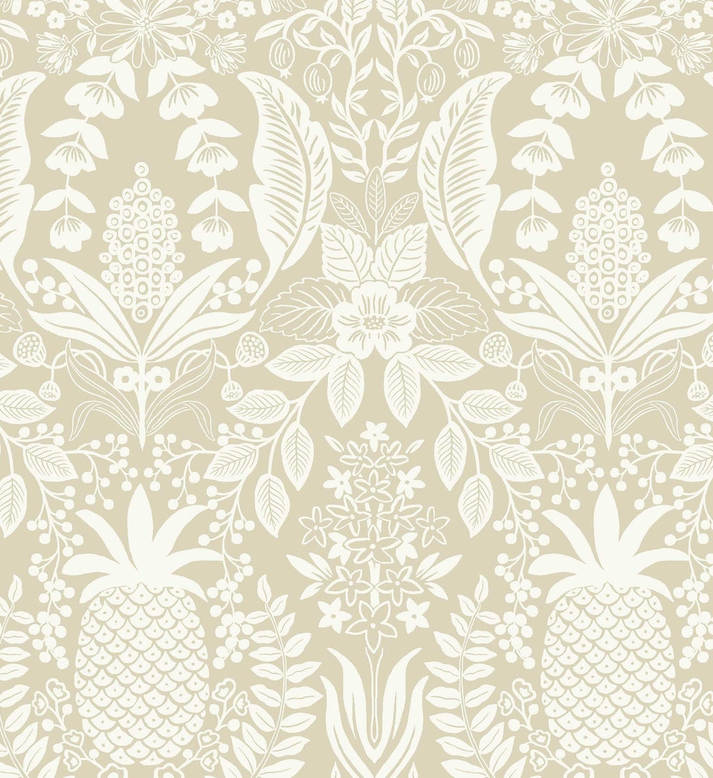Pineapple Damask Wallpaper - Linen