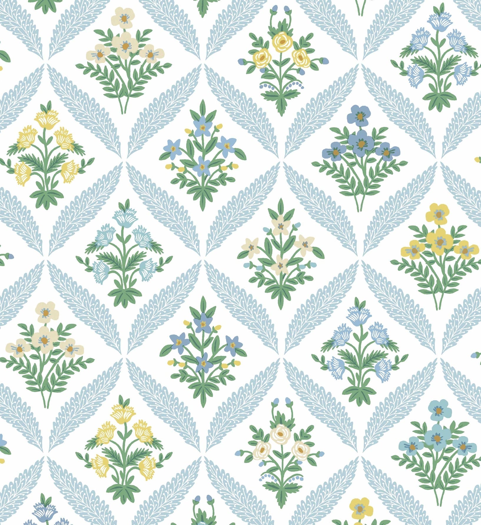 Estee Garden Wallpaper - Blue Multi