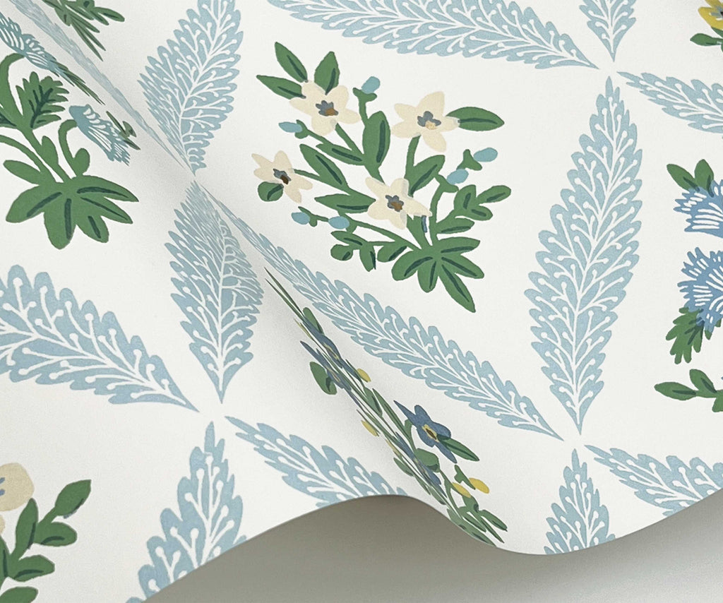 Estee Garden Wallpaper Sample - Blue Multi