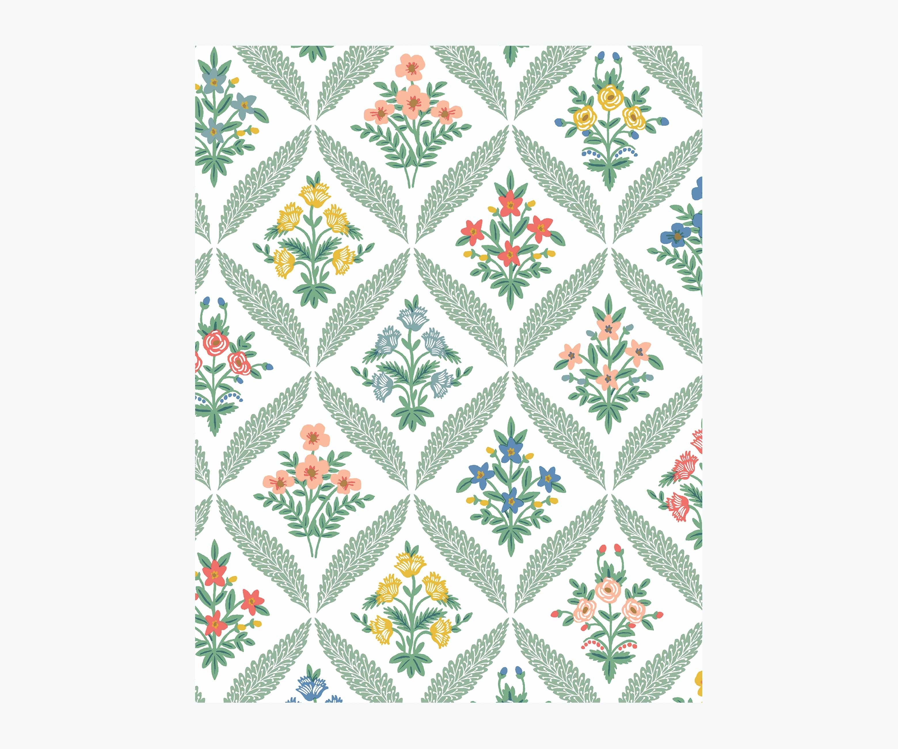 Estee Garden Wallpaper Sample - Sage Multi