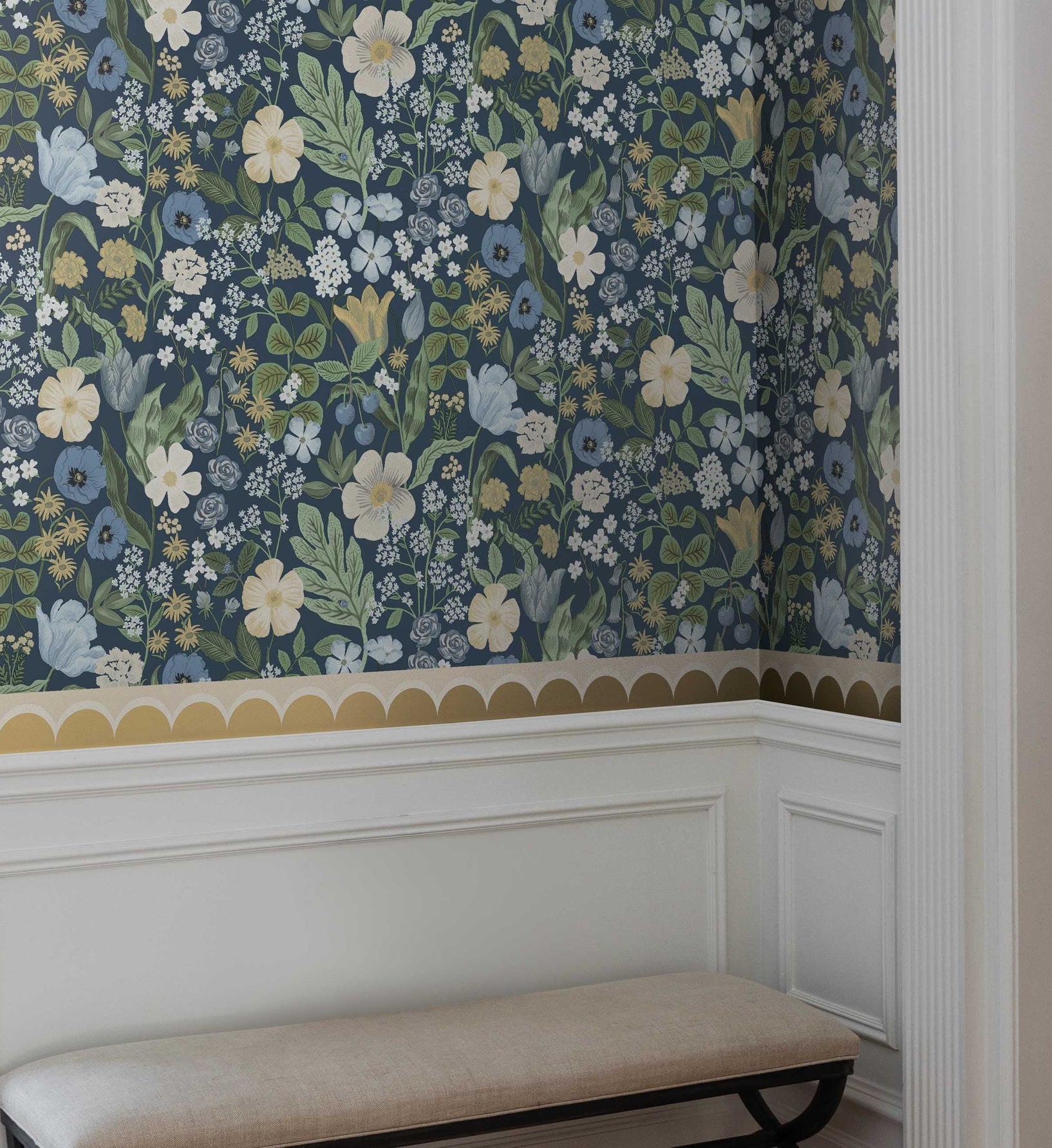Blossom Wallpaper - Navy