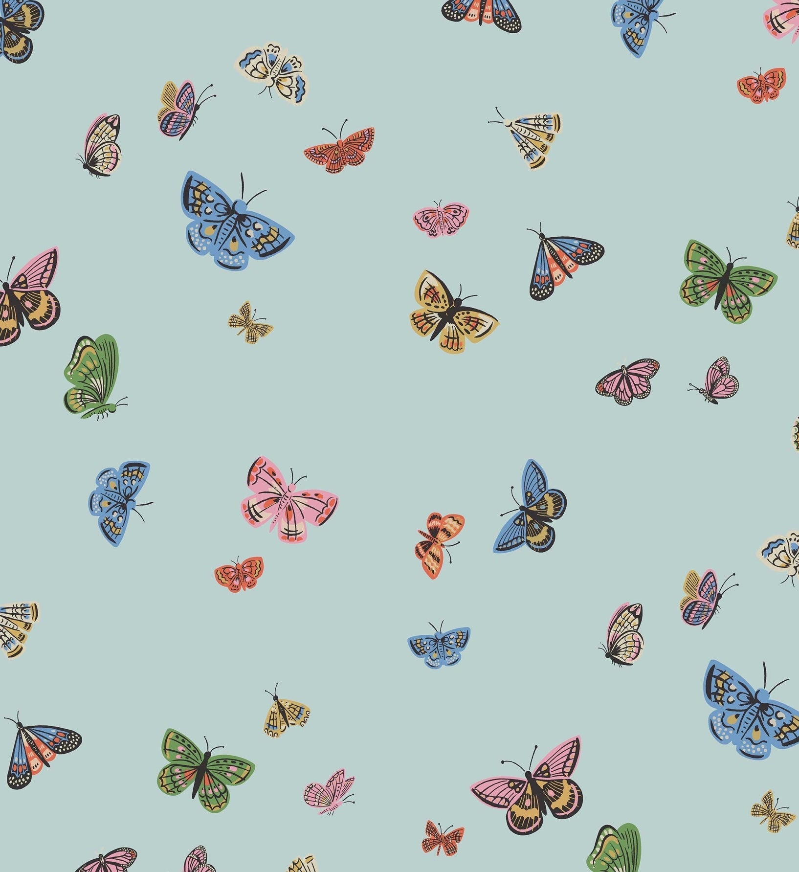 Butterfly House Wallpaper - Light Blue