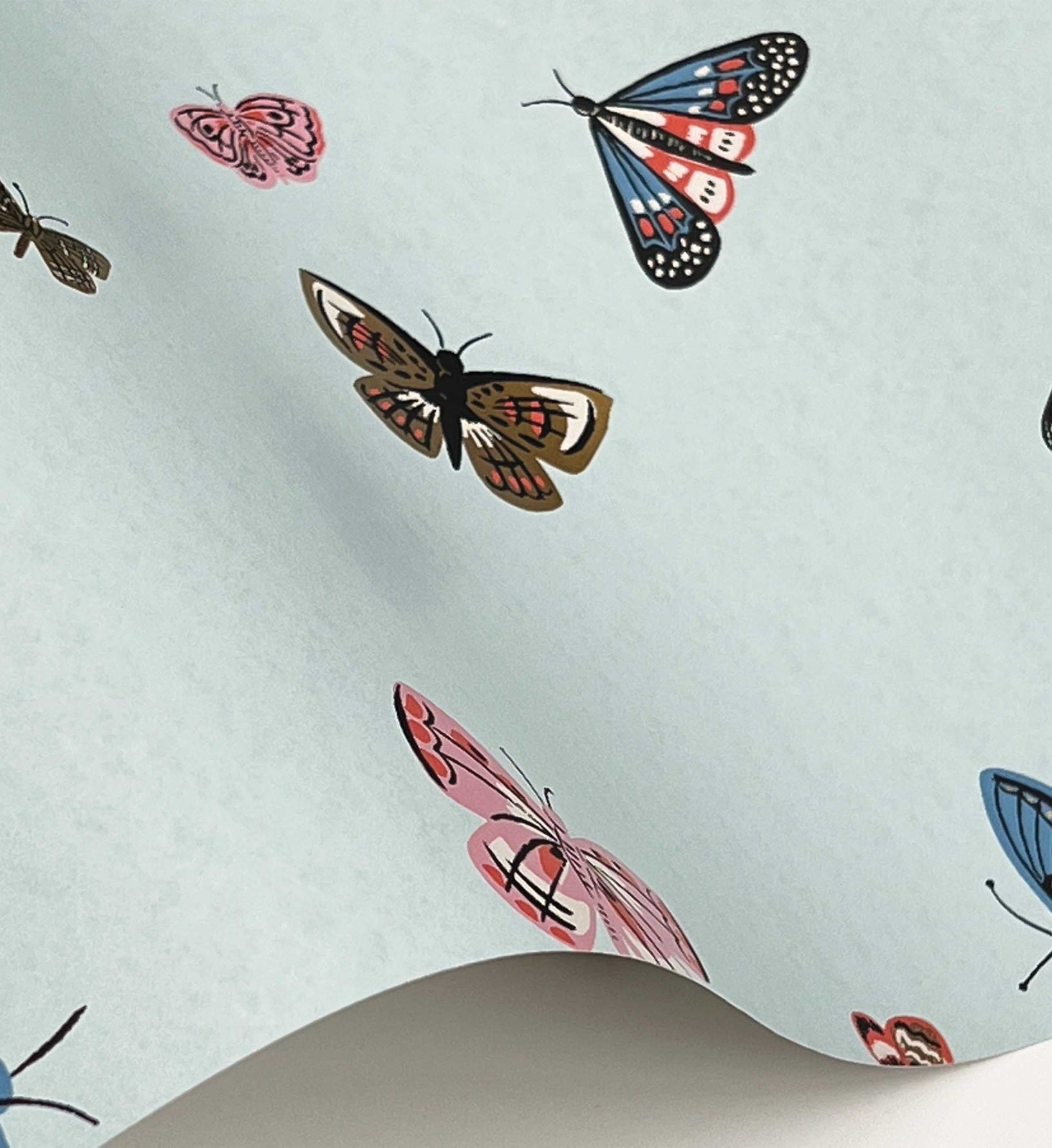 Butterfly House Wallpaper - Light Blue