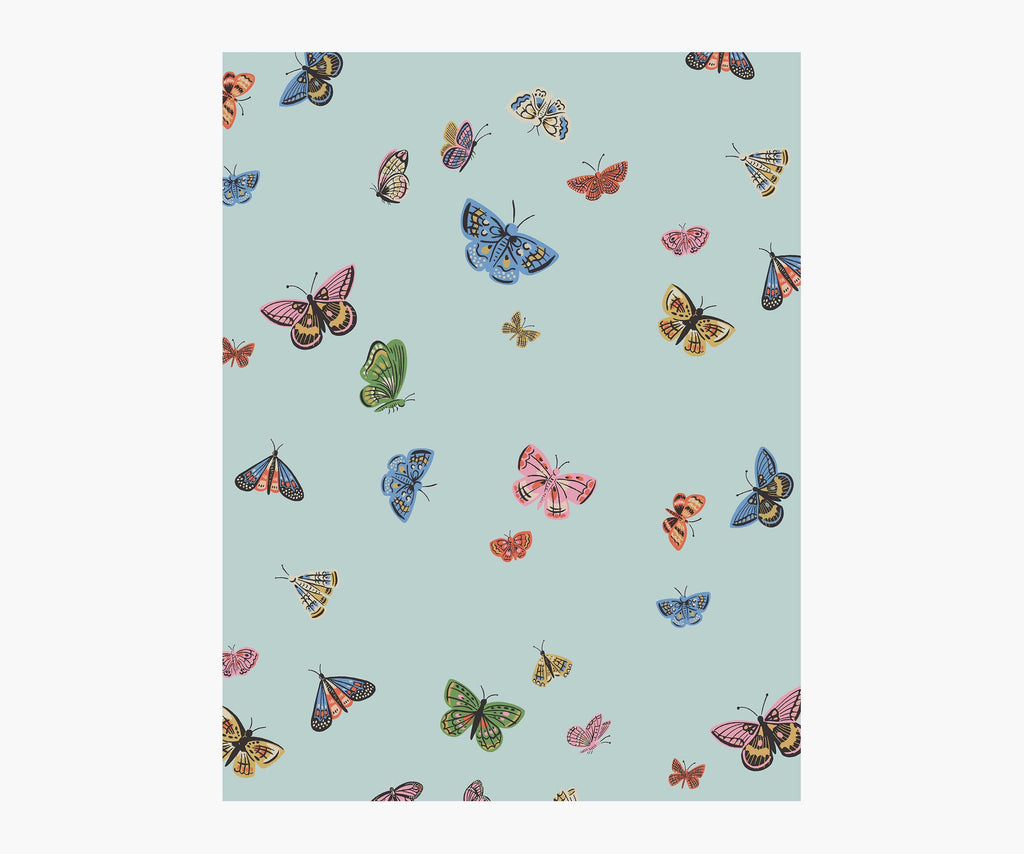 Butterfly House Wallpaper Sample - Light Blue