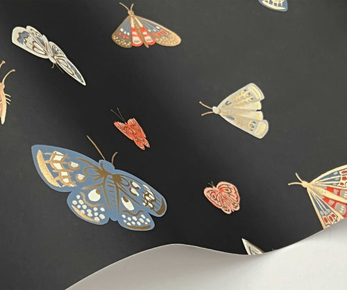 Butterfly House Wallpaper Sample - Black