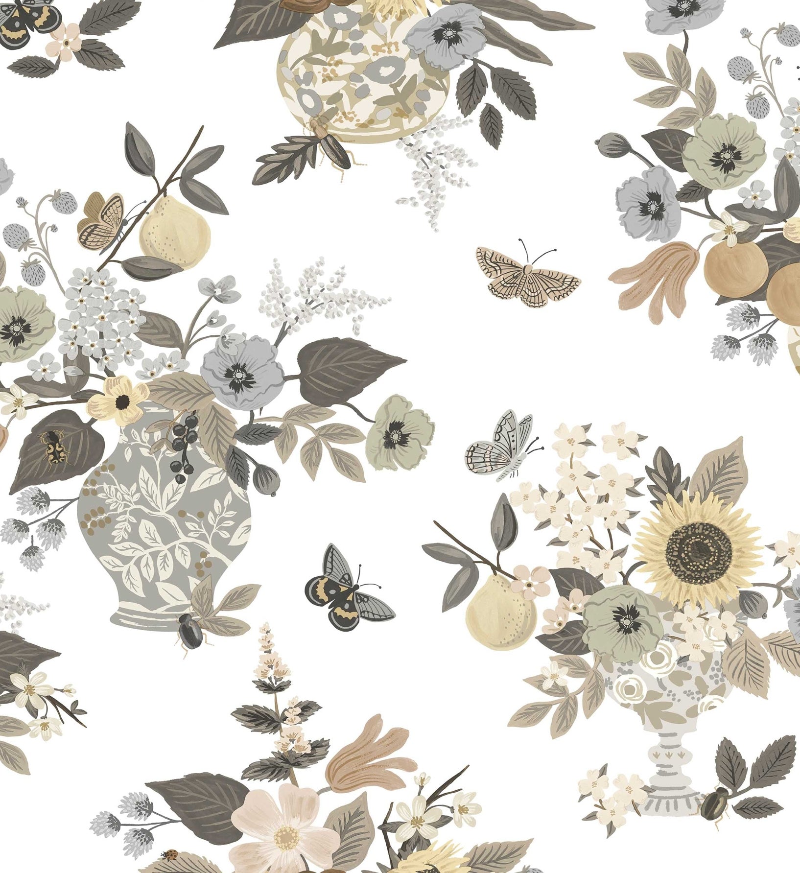 Flower Studies Wallpaper - Linen
