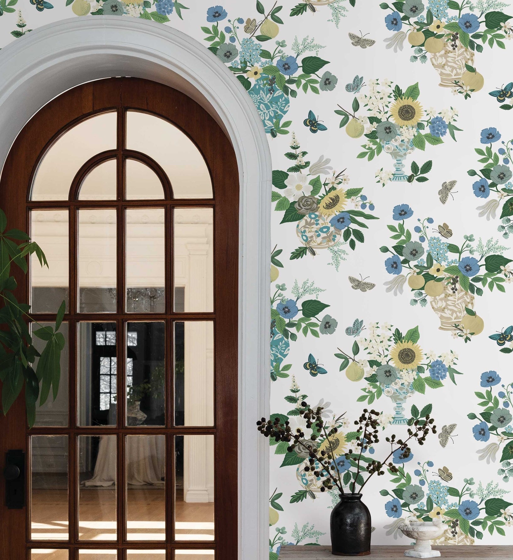 Flower Studies Wallpaper - Blue Multi