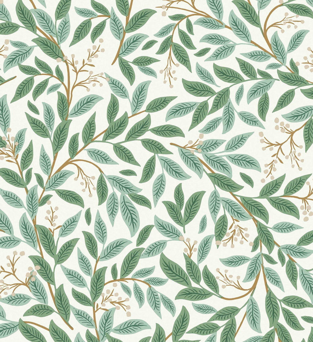 Willowberry Wallpaper - Emerald & White