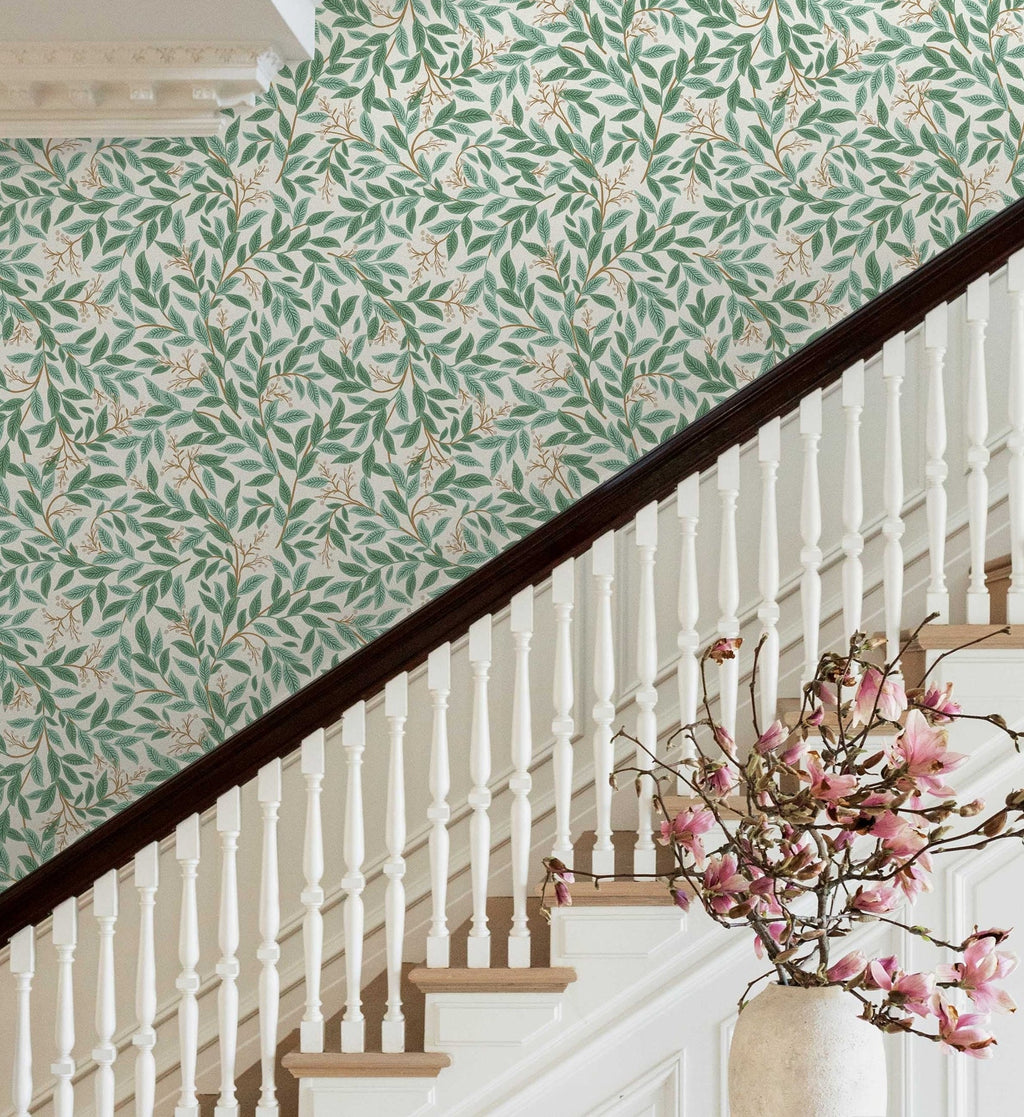 Willowberry Wallpaper - Emerald & White
