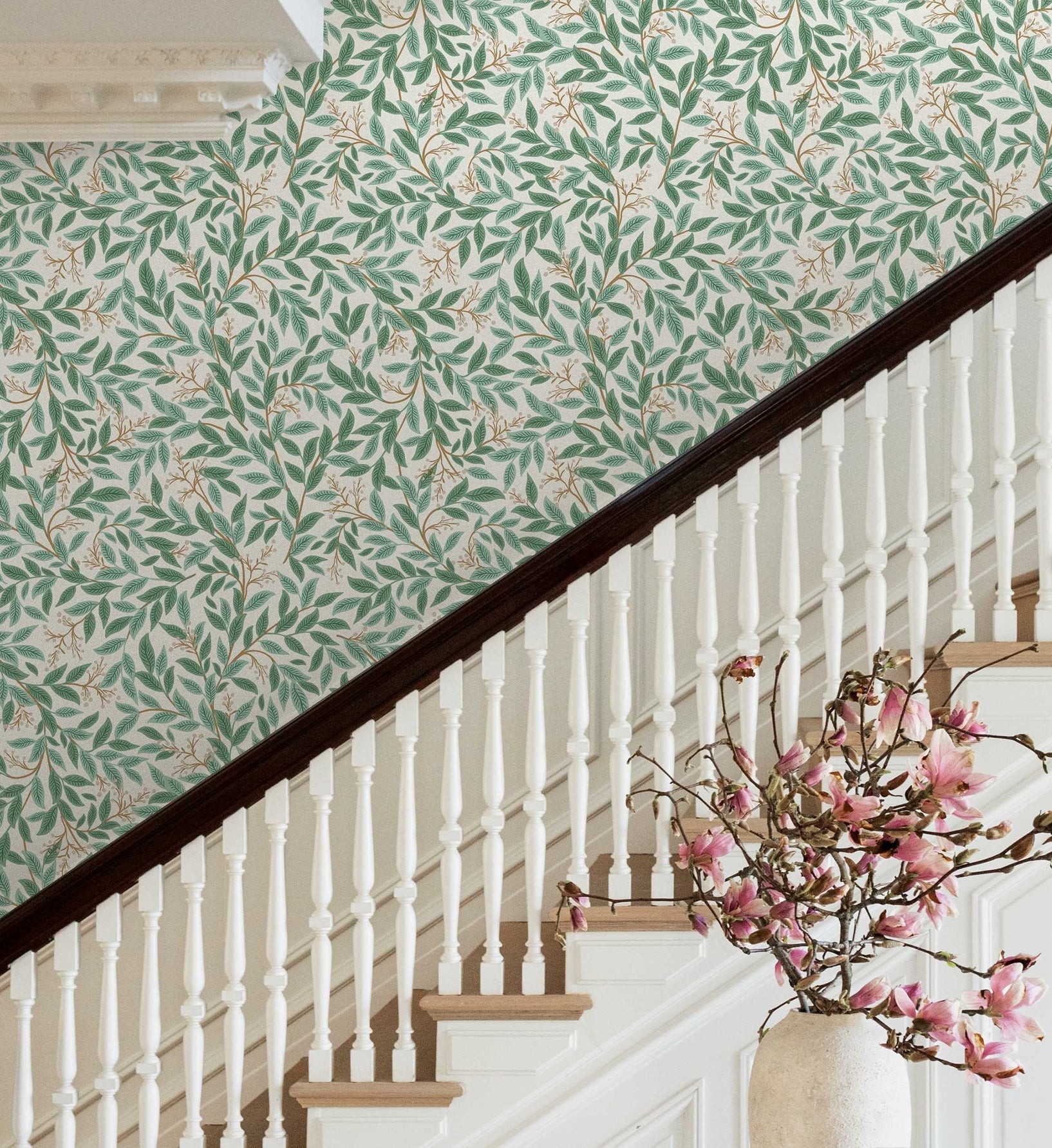 Willowberry Wallpaper - Emerald & White
