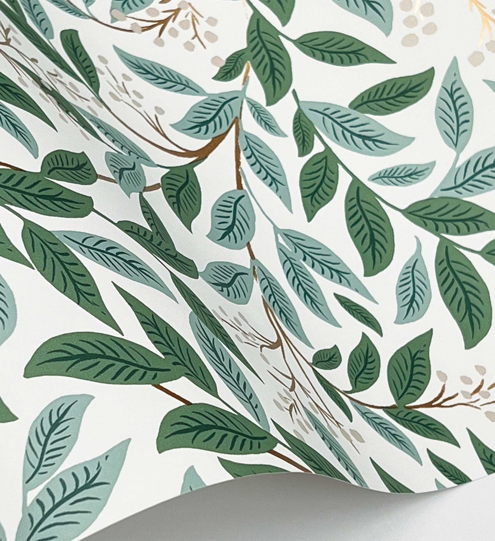 Willowberry Wallpaper - Emerald & White