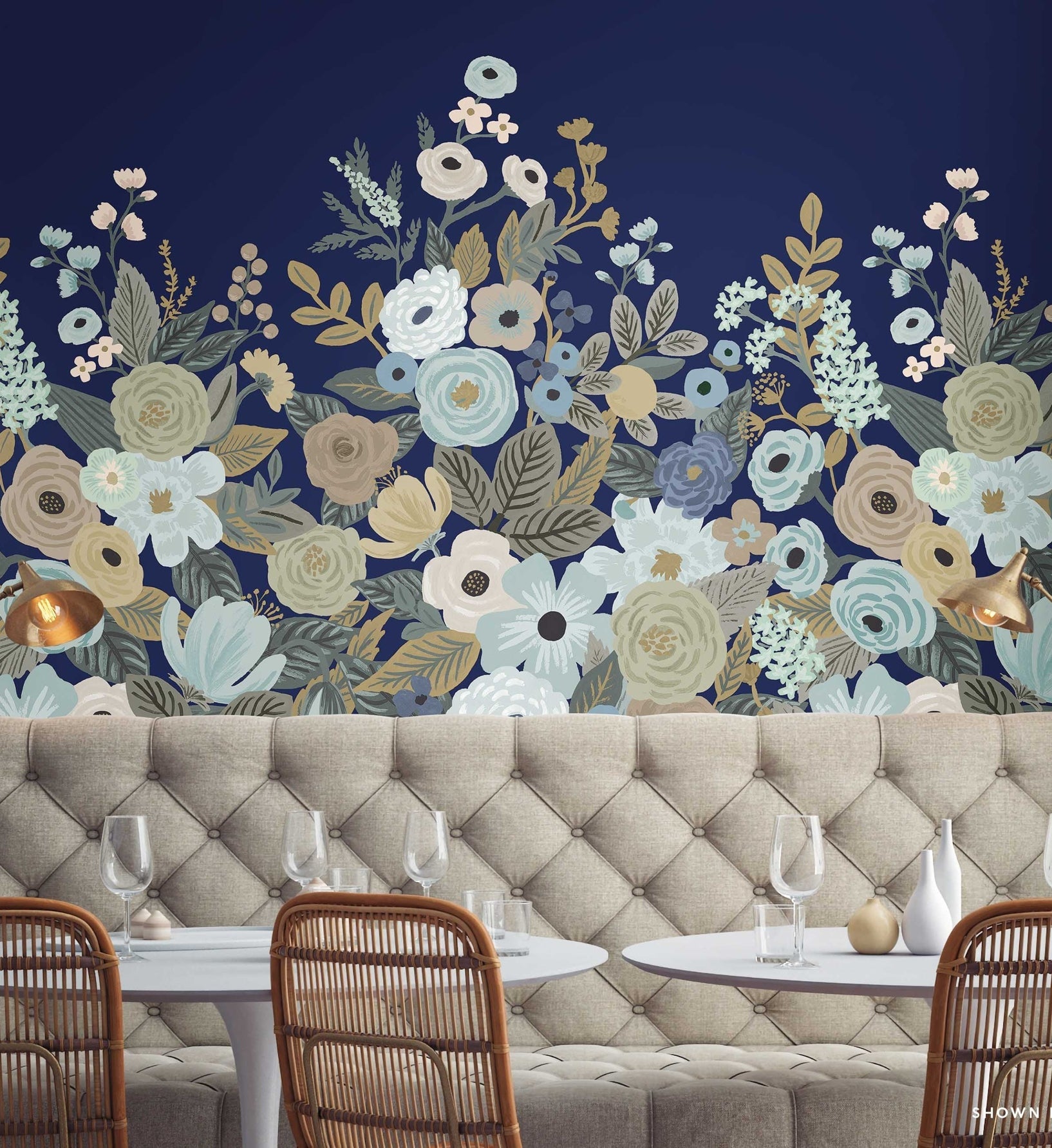 Garden Party Wallpaper Mural - Navy