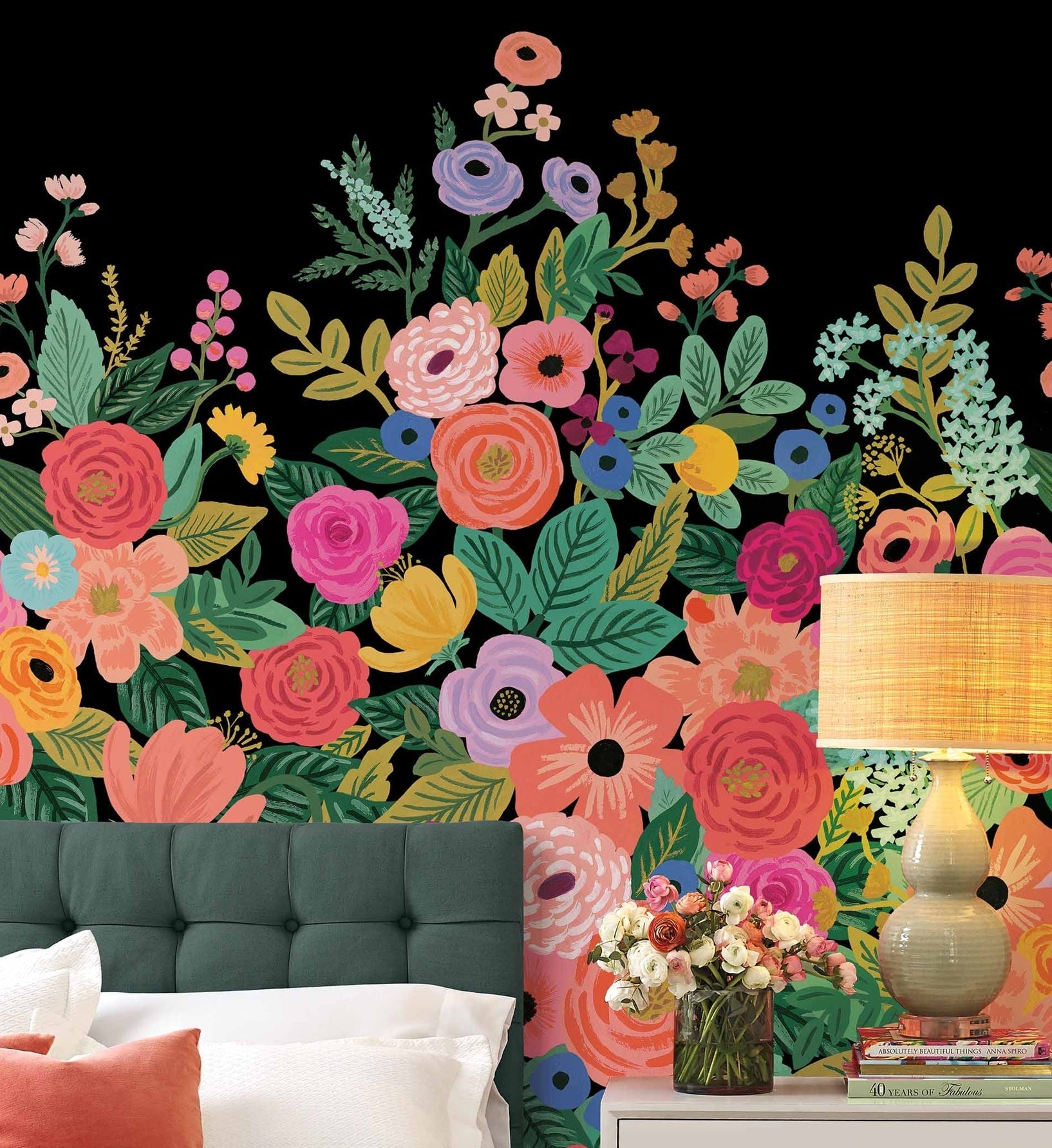 Garden Party Wallpaper Mural - Black