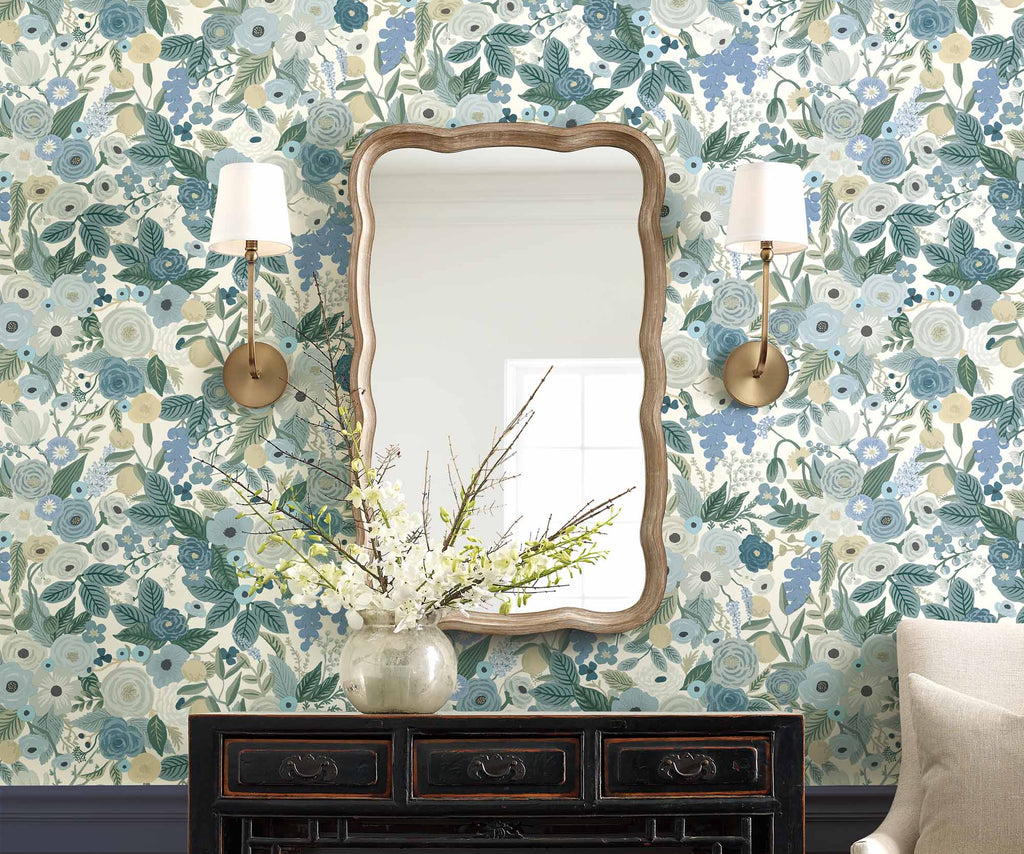 Garden Party Peel & Stick Wallpaper Sample - Indigo Multi