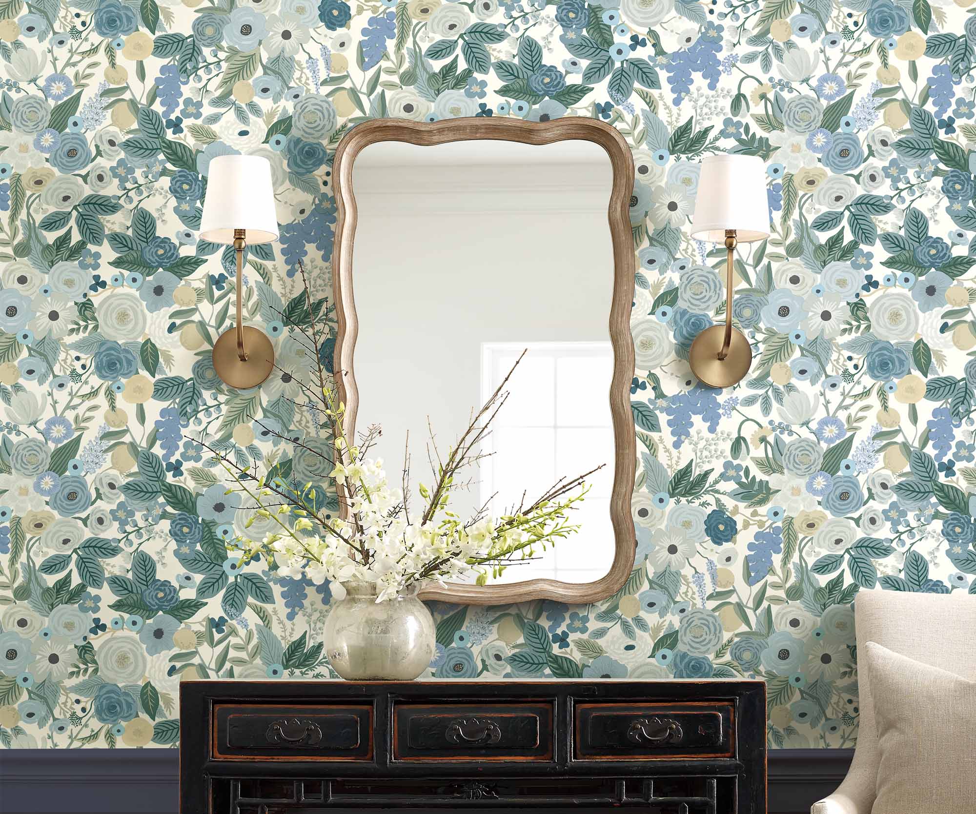 Garden Party Peel & Stick Wallpaper Sample - Indigo Multi
