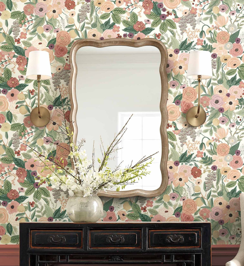 Garden Party Peel & Stick Wallpaper - Burgundy Multi