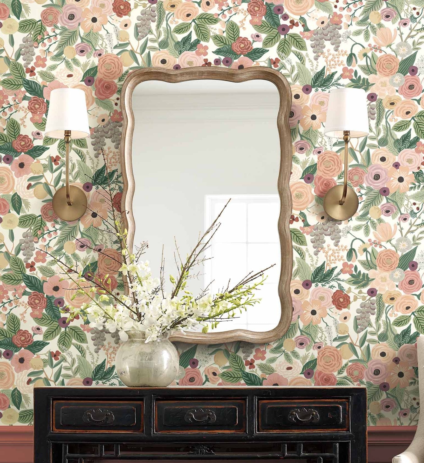 Garden Party Peel & Stick Wallpaper - Burgundy Multi