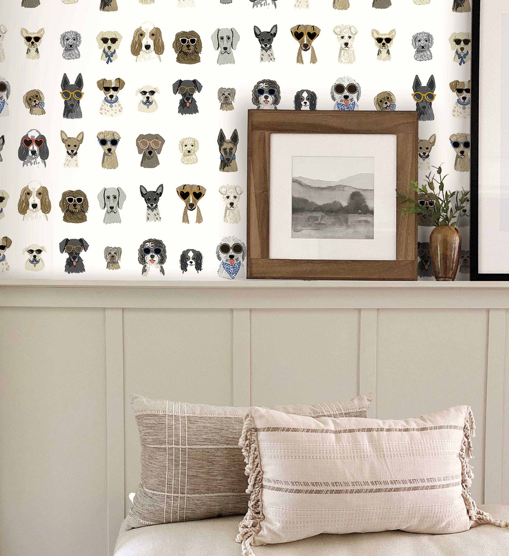 Dog Days Peel & Stick Wallpaper - White Multi