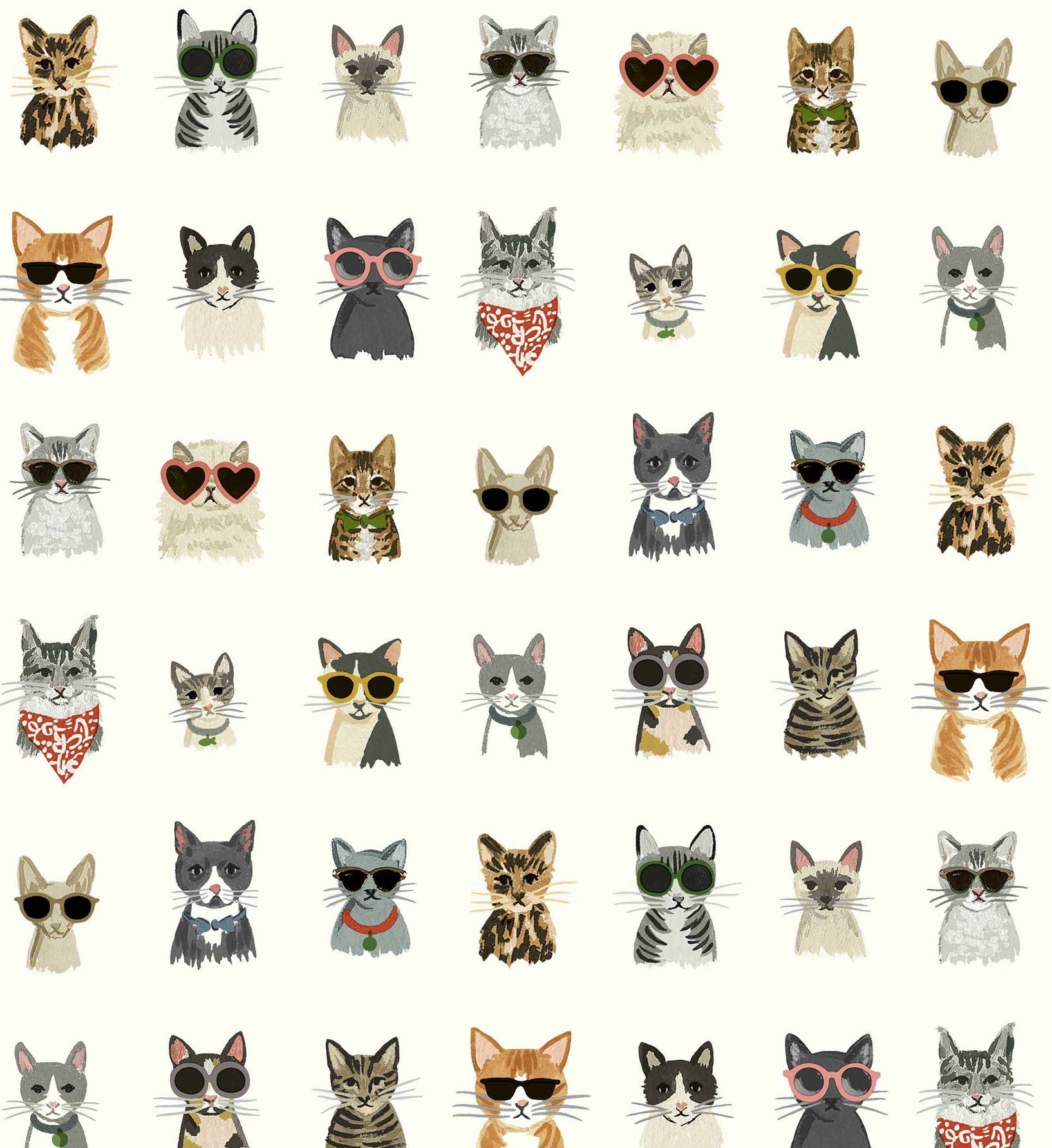 Cool Cats Peel & Stick Wallpaper - White Multi