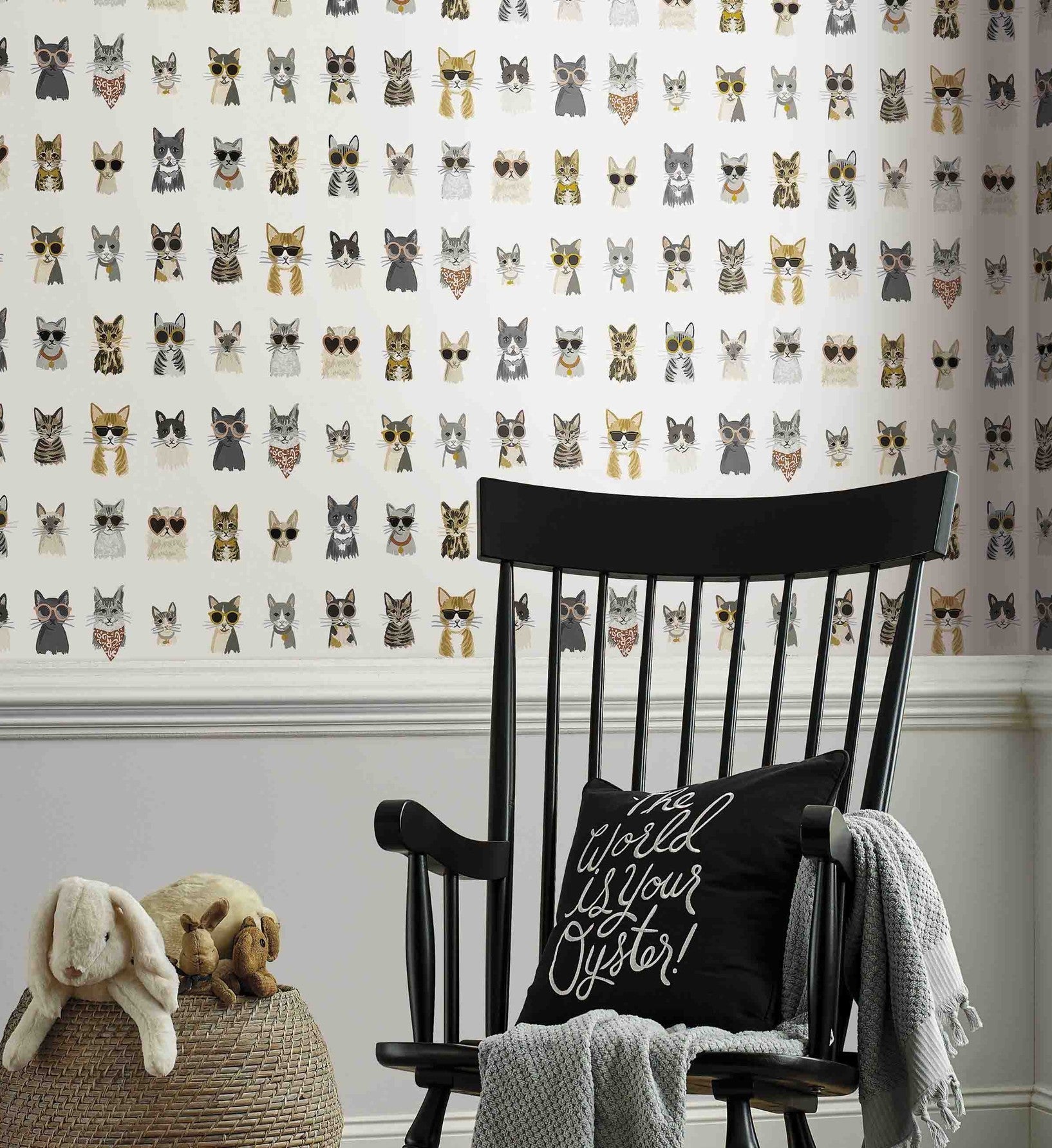 Cool Cats Peel & Stick Wallpaper - Grey & Gold