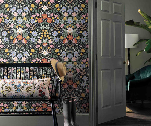 Bramble Garden Peel & Stick Wallpaper Sample - Black