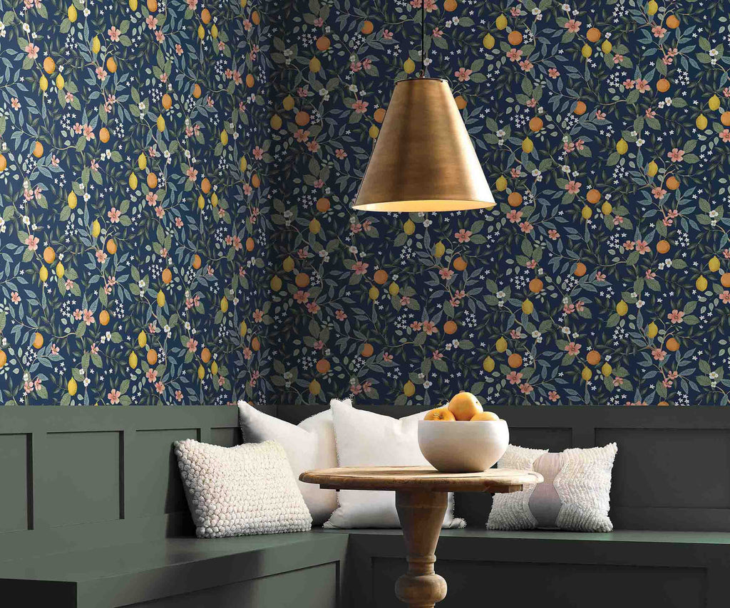 Citrus Grove Peel & Stick Wallpaper Sample - Navy