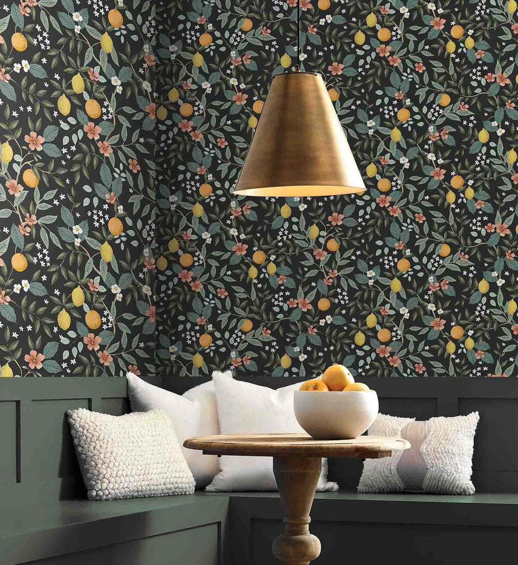 Citrus Grove Peel & Stick Wallpaper - Black
