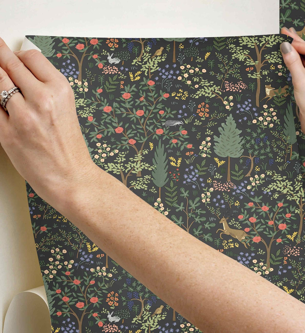 Woodland Peel & Stick Wallpaper - Black